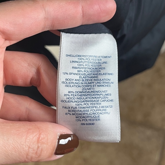 Lands end Womens Down Feather Puffer Jacket Sz Large Navy Blue Zip Button - Picture 7 of 8